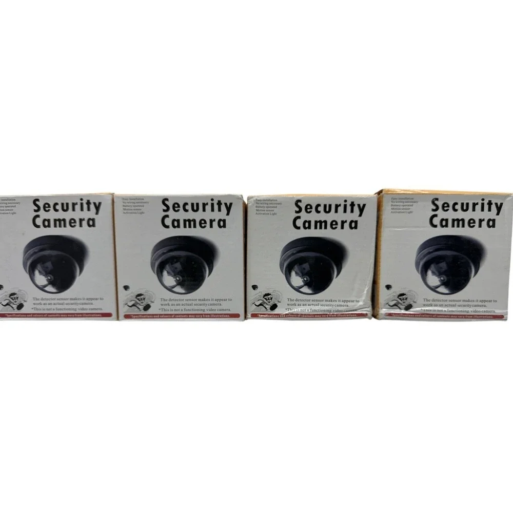 Lot of 4 Dummy Security Cameras Motion Sensor Activation Light Fake Surveillance